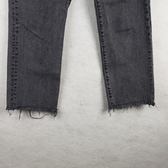 Levi's Women's 28x26 Wedgie Straight Leg Jean Washed‎ Black Raw Hem Button Fly - Picture 3 of 13